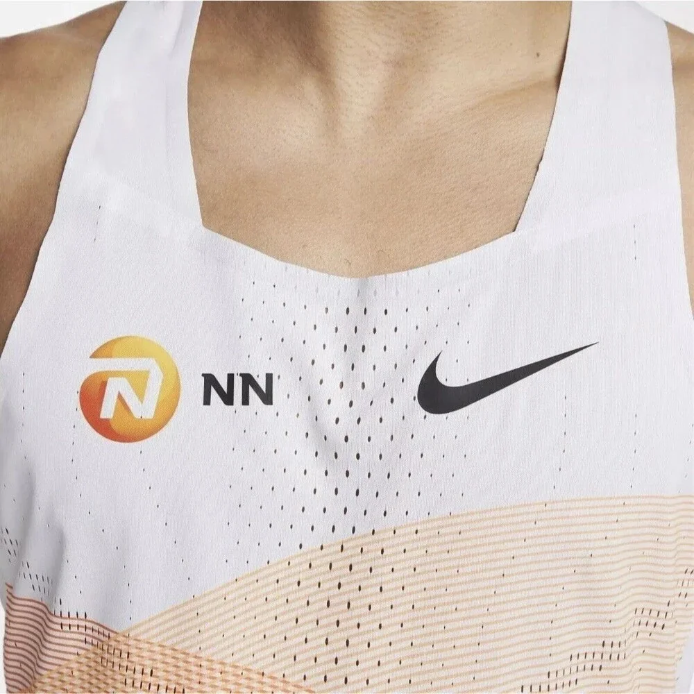 Nike ADV AeroSwift NN Track Singlet Tank Mens Medium White Orange DV7714-100